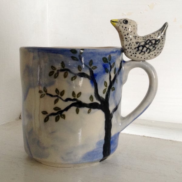 Mug with tree and bird