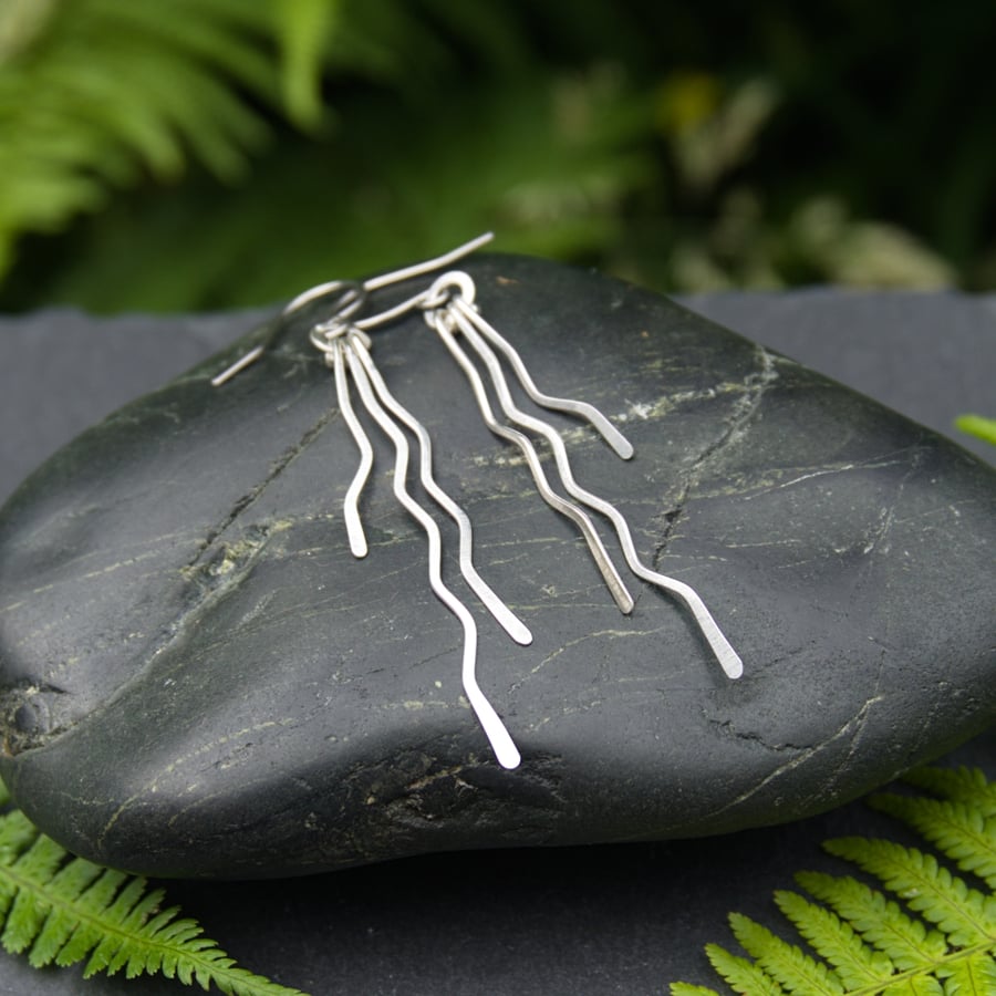 Sterling Silver Zigzag Dangle Earrings