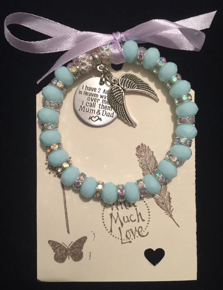 Blue I have 2 Angels in Heaven watching over me I call them mum and dad bracelet