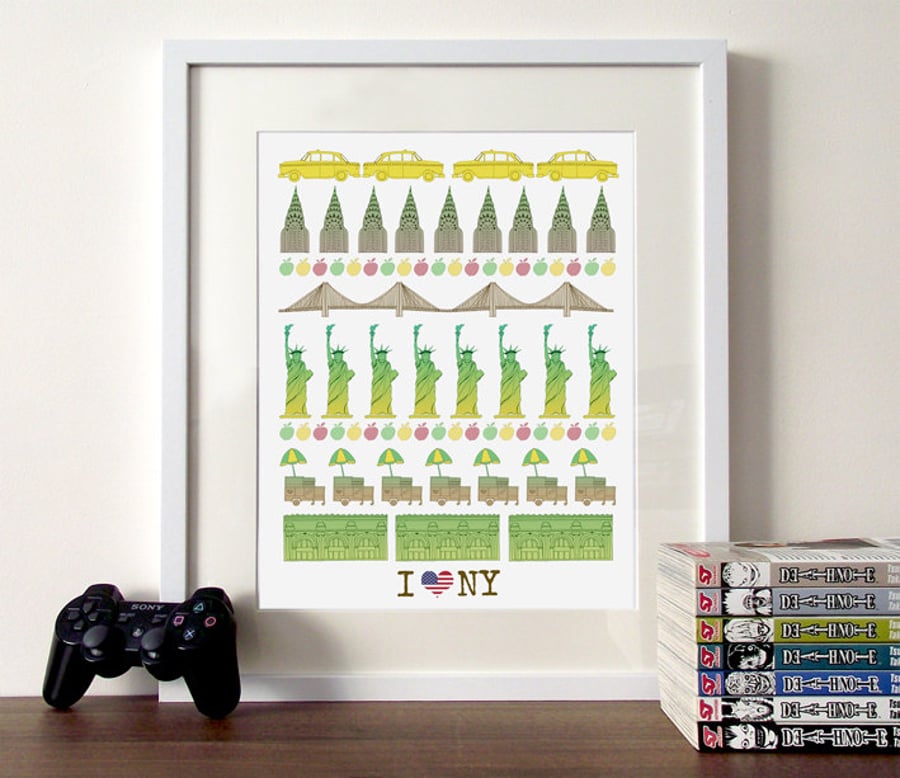 Illustration I love new york A3 poster print