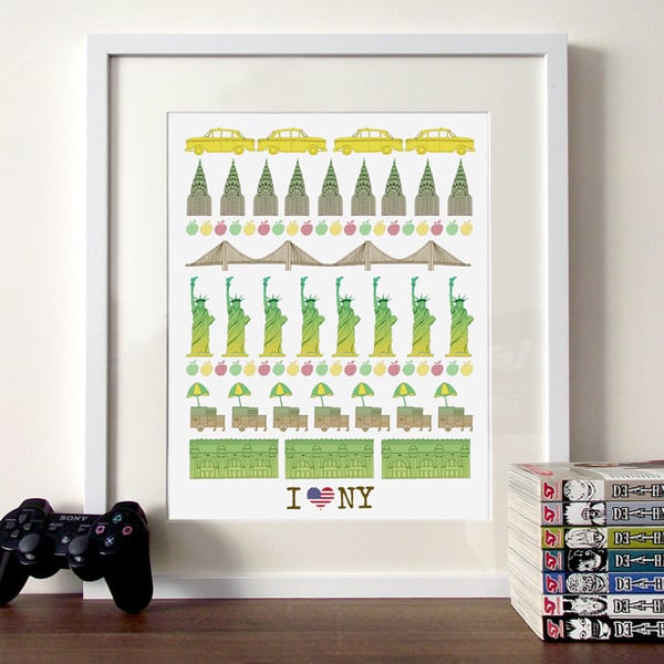 Illustration I love new york A3 poster print
