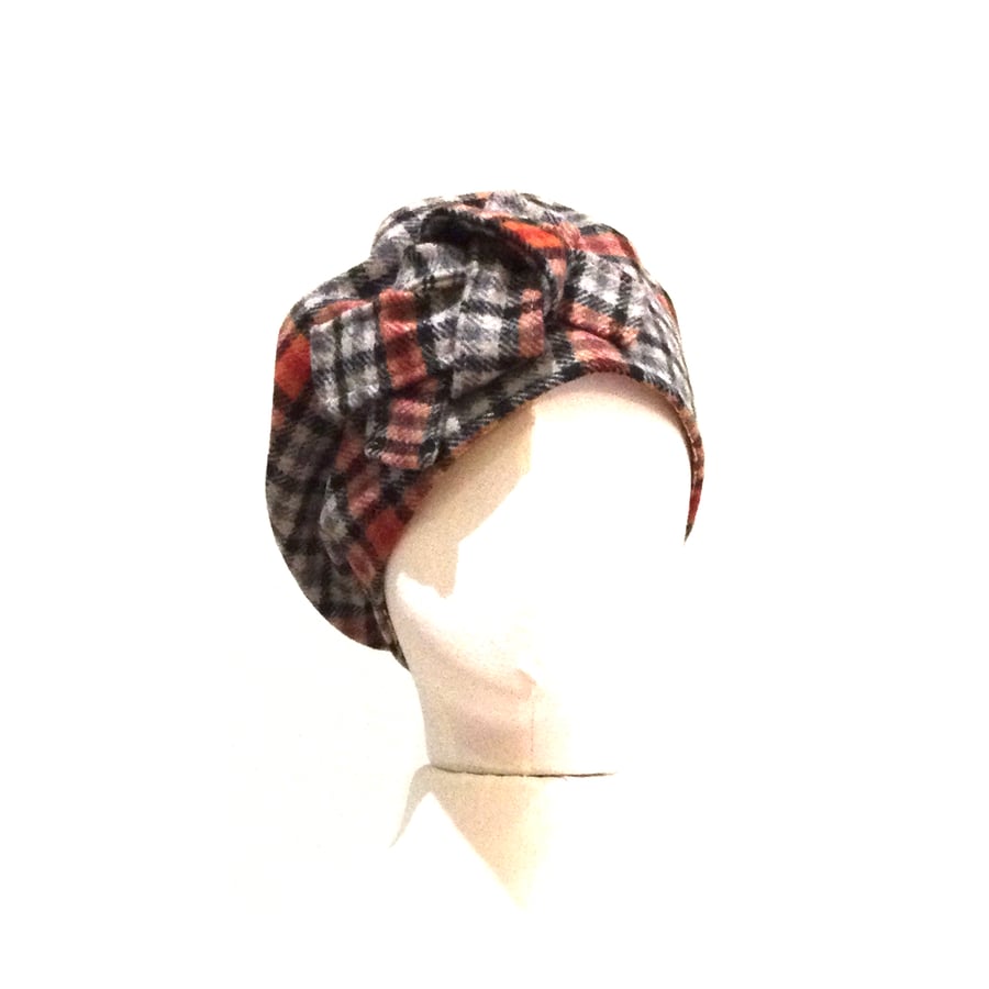 Georgie Slouch Beret Orange Check