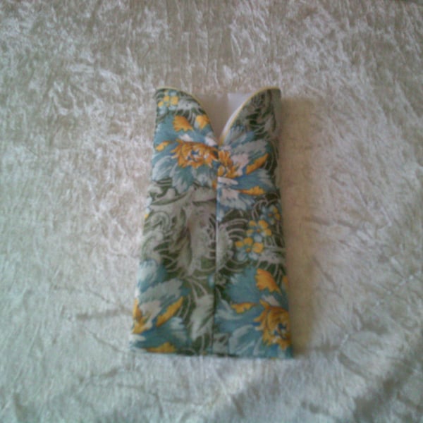 Grey, Blue and Yellow Flowers Glasses Case