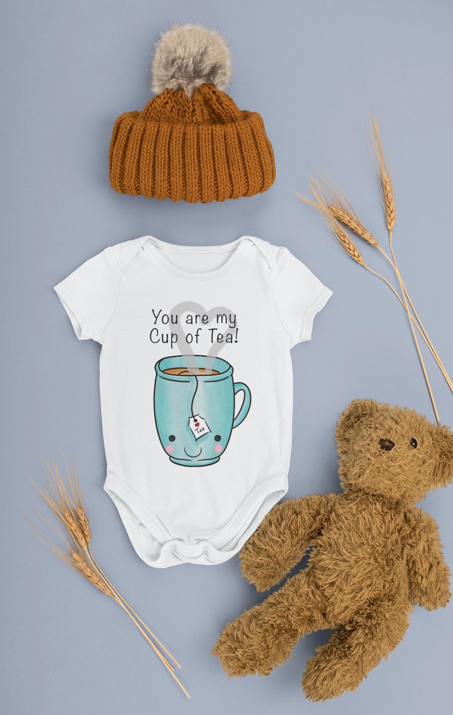 You Are My Cup Of Tea Bodysuit, Handmade Baby Cotton Bodysuits