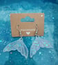 Handmade gorgeous glittery mermaid tail resin earrings with 925 plated hooks