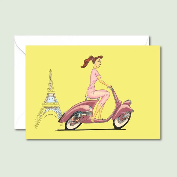 Scooter Life Card: Pencil Illustration - Any Occasion Blank Card (6"x4")