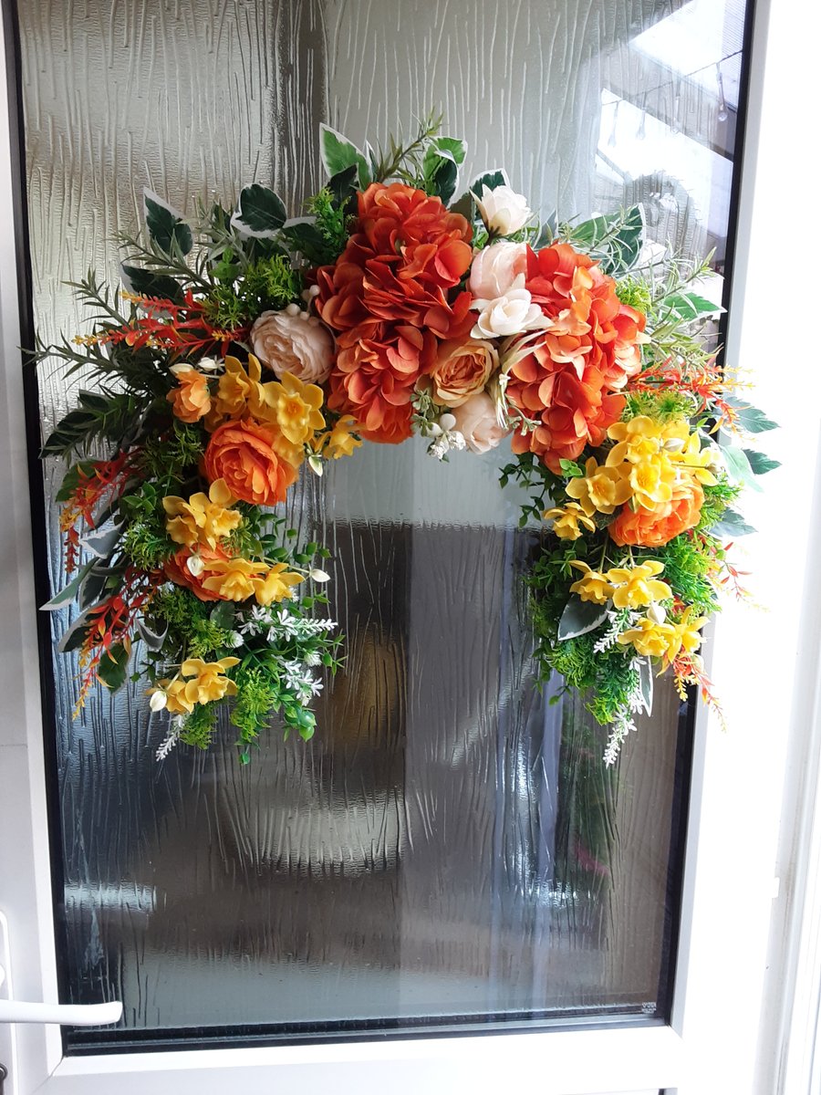 May. 40cm crescent wreath, door, wall, indoor or out.