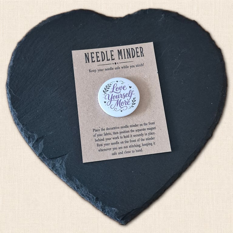 Love Yourself More Needle Minder - Self Care Cross Stitch Accessory