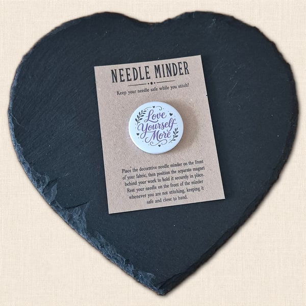 Love Yourself More Needle Minder - Self Care Cross Stitch Accessory