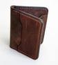 Mahogany Chestnut Full Grain Leather Mini Wallet Compact Bifold Handmade UK - Image 5