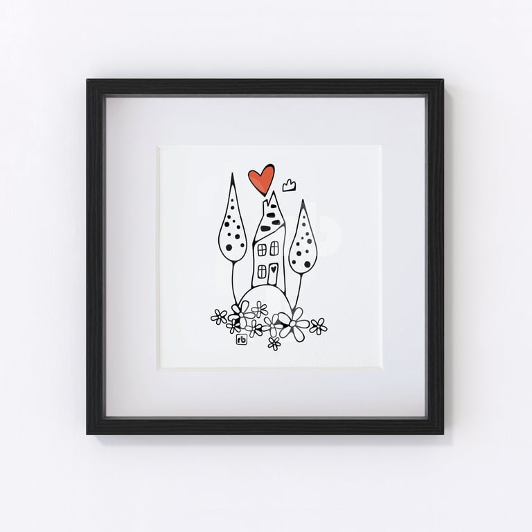 House In The Forest illustration, Giclee print