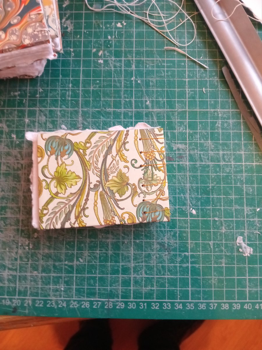 Mini A7 landscape Coptic sketchbook with Indian cotton rag paper rough made