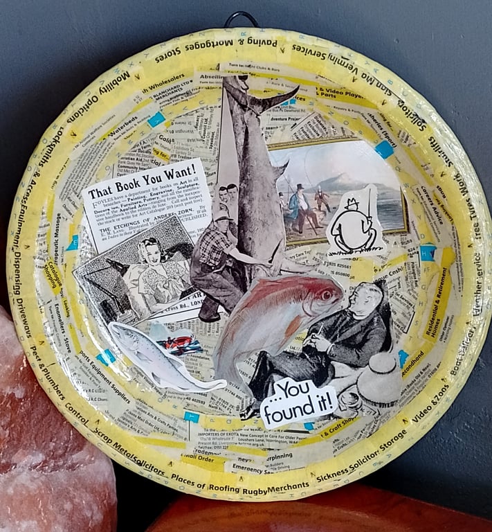 Let JR Hartley's Fingers Do The Walking 24cm Original Collage Plate