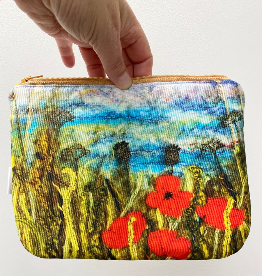 Saltburn poppies makeup, Jewellery, toiletries bag, pencil case or kindle pouch.