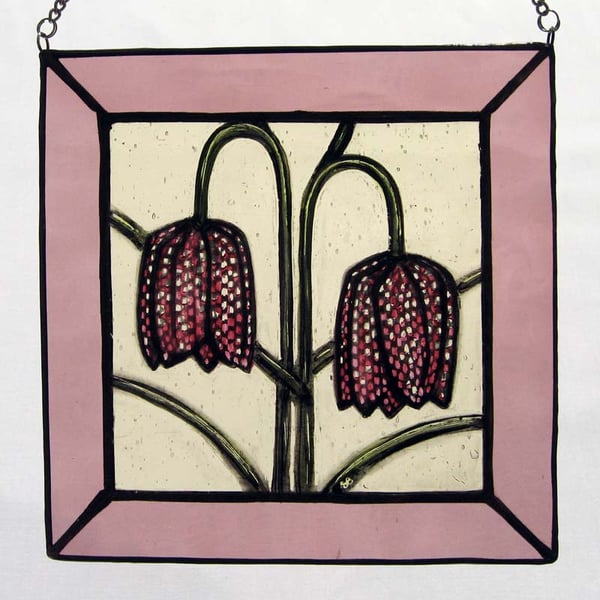 Snakeshead Fritillary Stained Glass Panel