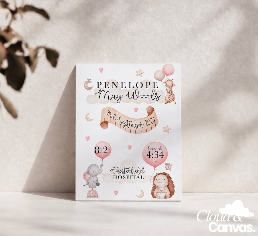 Personalised Baby Birth Announcement Print