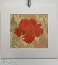 Original Lino Print of Stylised Peony Shimane Chojuraku - Image 1