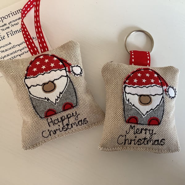 Tomte Personalised Xmas Tree Hanger or Keyring with Optional Lavender Scent 