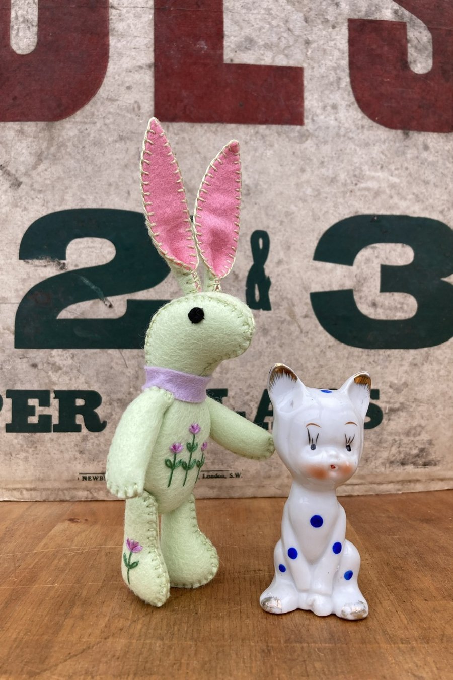 Pastel Green Bunny The Little Hand Embroidered Felt Rabbit  