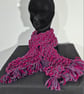 31..Handknitted Scarf in Pink and Mauve.