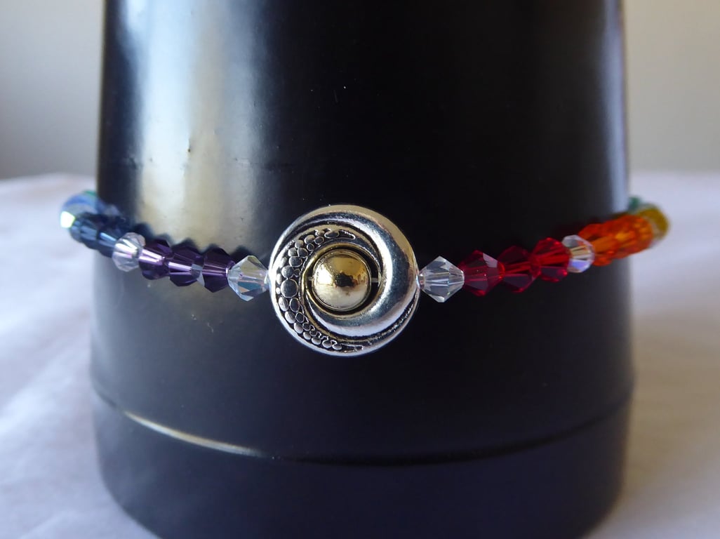 Rainbow Faceted Bead & Dragon Eye medium sized Anklet