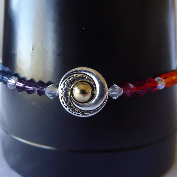 Rainbow Faceted Bead & Dragon Eye medium sized Anklet