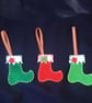 Christmas Stockings Decorations Set of 3 Felt Handmade Ornaments SECONDS SUNDAY