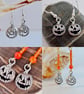 Halloween Earrings Twin Pack, Scary Silver Pumpkins, Trick Or Treat, Inc UK P&P