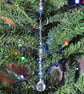 Suncatcher – Blue Glass and Crackle Glass with Chain and Crystal Drop