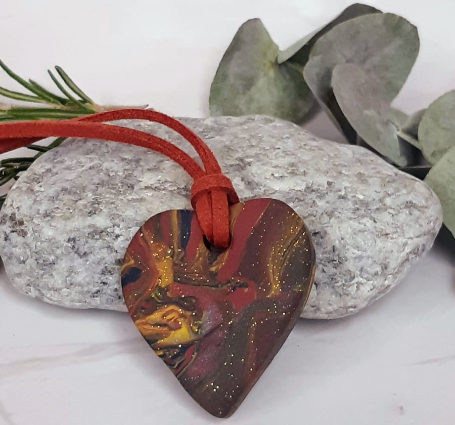 Heart shaped polymer clay pendant