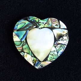 Abalone & Mother of Pearl Heart Pendant