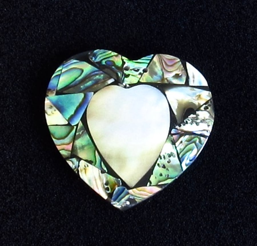 Abalone Mother of Pearl Heart Pendant Folksy