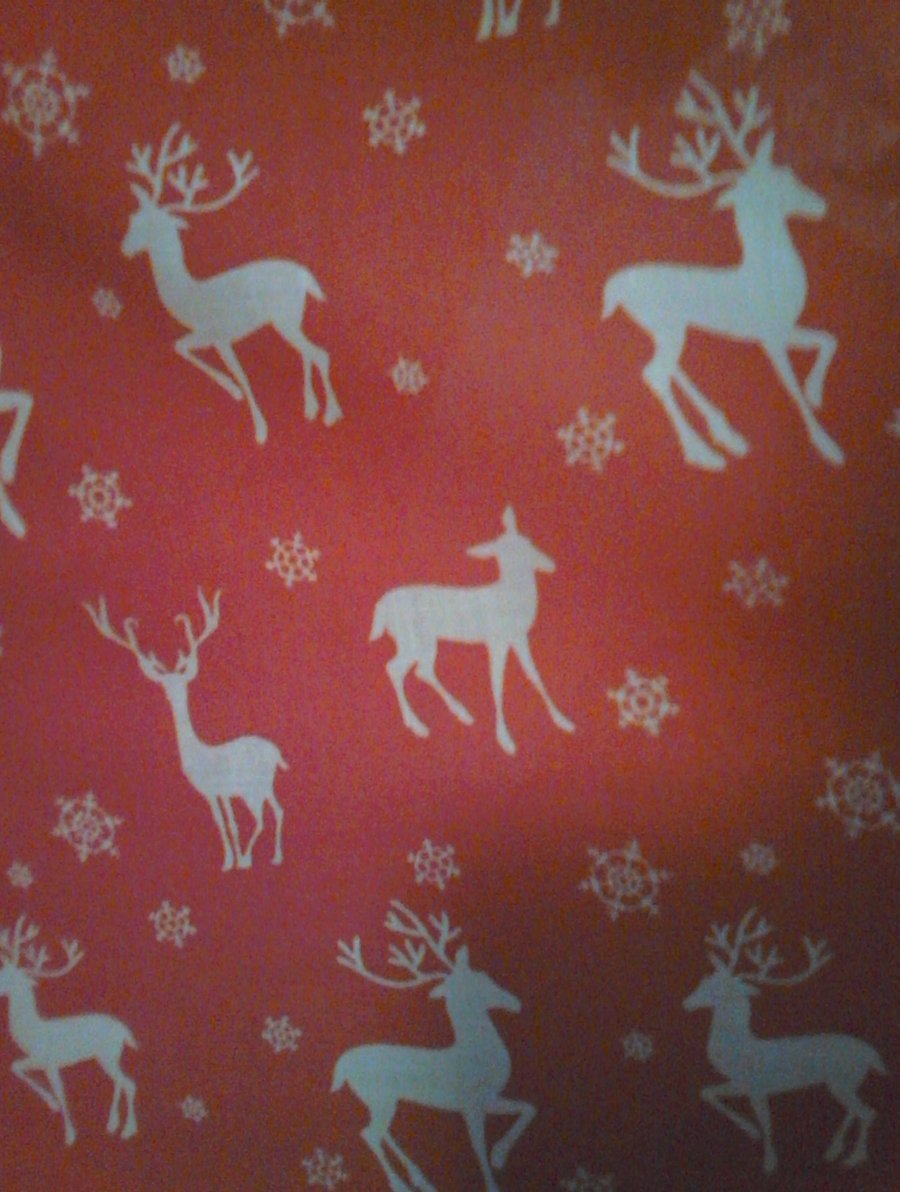 Xmas fabric red with deer - fat quarter or per metre lengths