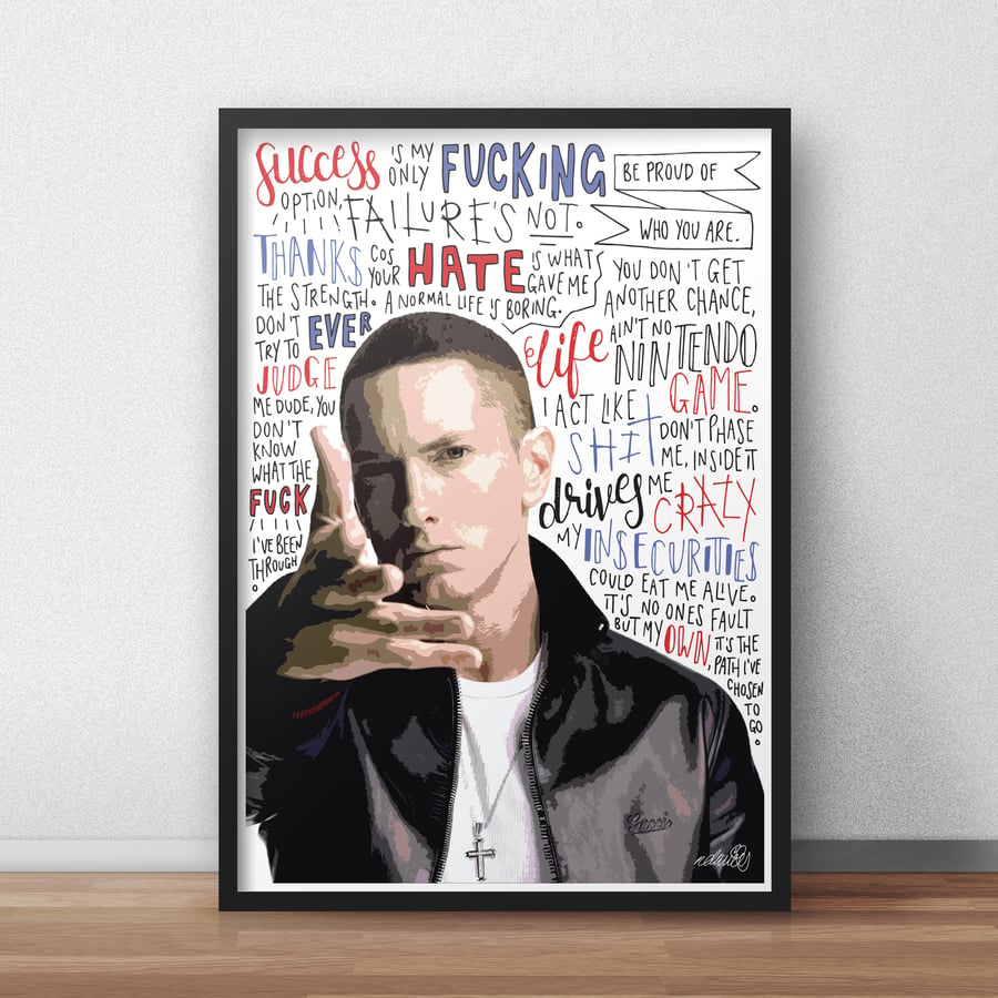 Eminem INSPIRED Poster, Print with Quotes, Lyrics