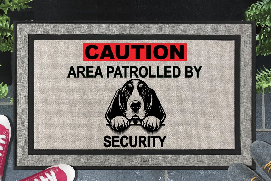 Basset Hound Security Door Mat - All Weather Doormat - 45x70cm 