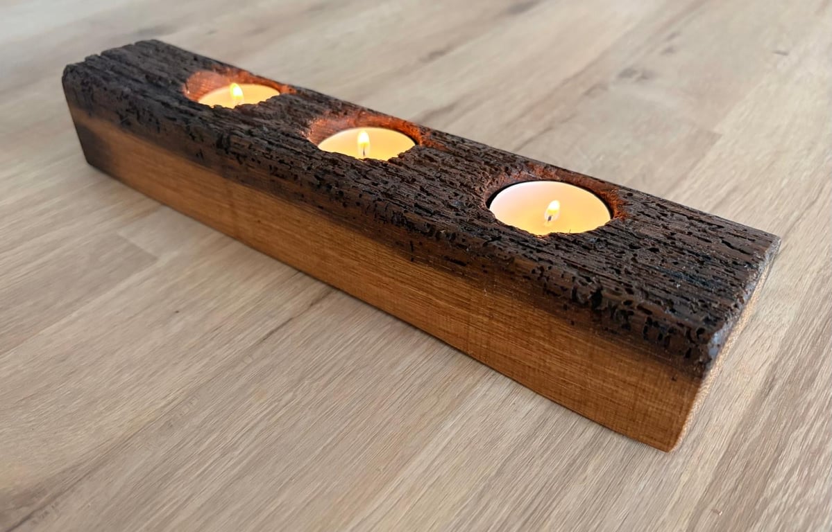 Oak candle - reclaimed from 150 year old oak beam