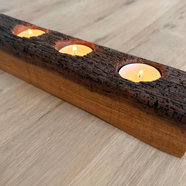 Oak candle - reclaimed from 150 year old oak beam