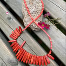 Coral fringe necklace