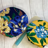 Reusable bowl covers - set of two. Navy and yellow