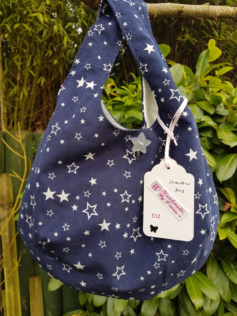 Children's Navy Star needlecord shoulder bag 