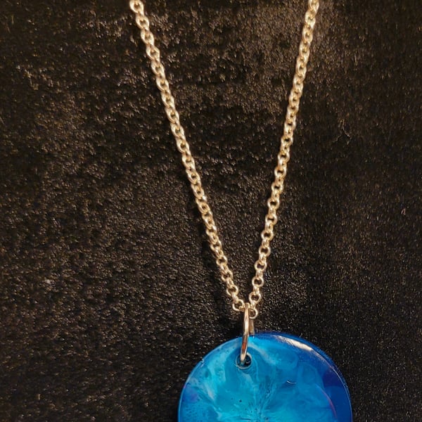 resin pendant with silver style chain