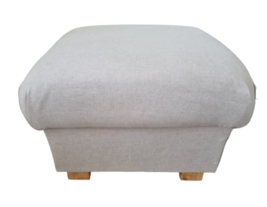 Storage Footstool Laura Ashley Austen Natural Fabric Pouffe Footstall Plain 