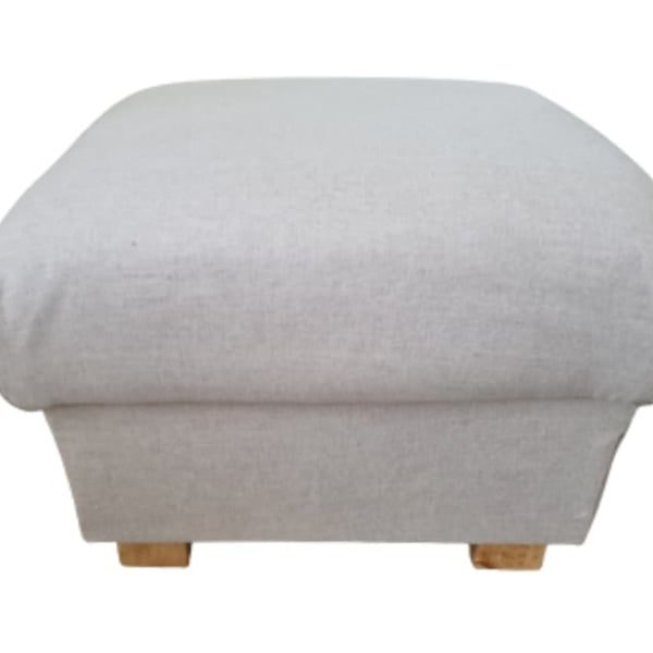 Storage Footstool Laura Ashley Austen Natural Fabric Pouffe Footstall Plain 