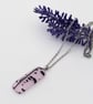 Handmade Light Pink and Black Fused Glass Pendant with Stainless Steel Chain - Image 2