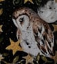Mounted ACEO Nocturnal Whimsical Owl with Stars Watercolour Edition  - Image 3