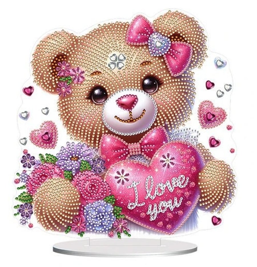 Teddy Bear Kit, Diamond Painting Kit 'I Love You' Heart Teddy Bear Diamond 