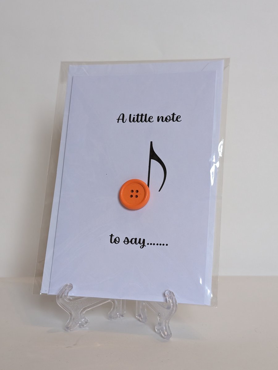 "A little note to say" button blank inside greetings card