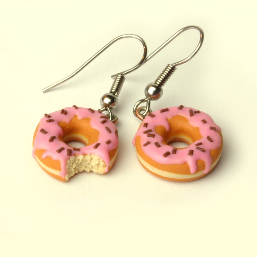 Sprinkly Pink Doughnut earrings