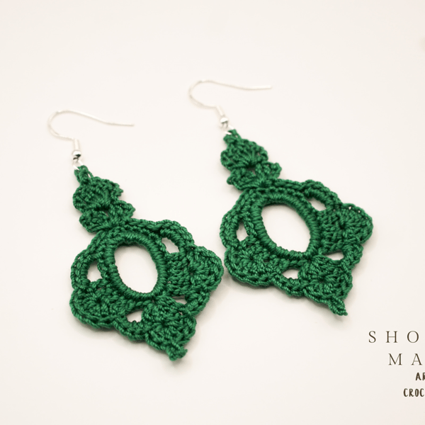 Boho green earrings with sterling silver hooks, hypoallergenic earrings 