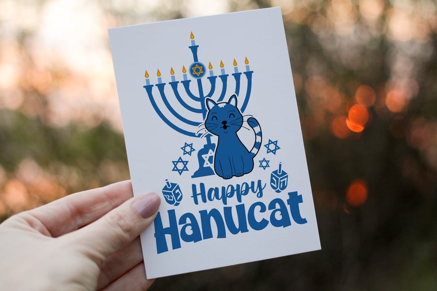 Happy Hanucat Card, Hanukkah Card, Personalised Hanukkah Celebrations